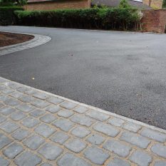 Tarmac driveway with block paving edging