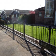 Landscaping turf and railings